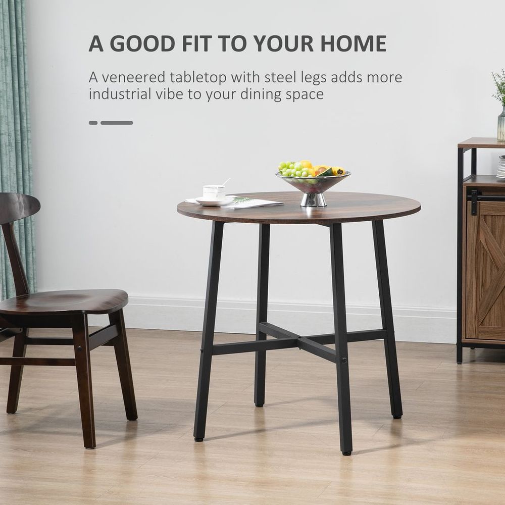 80cm Round Kitchen Table, Dining Table for Small Spaces, Steel Leg - Dining Table from HOMCOM