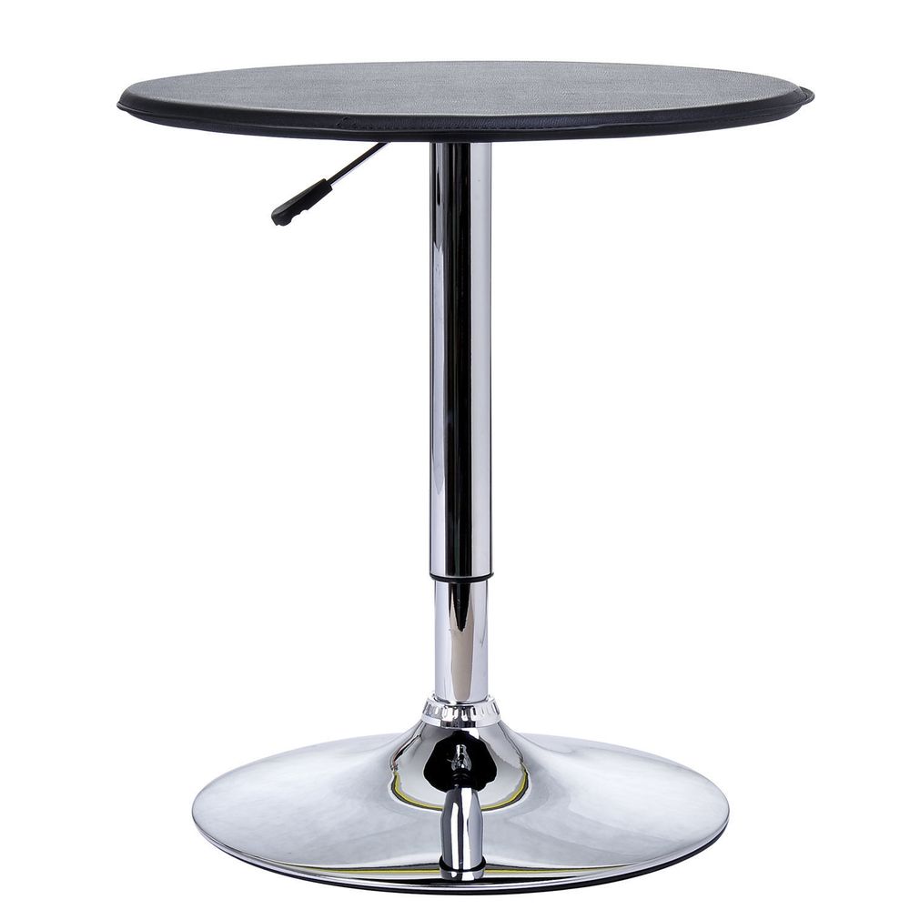 Chrome Steel Height Adjustable Round Bar Table Dinning Table Black - Dining Table from HOMCOM