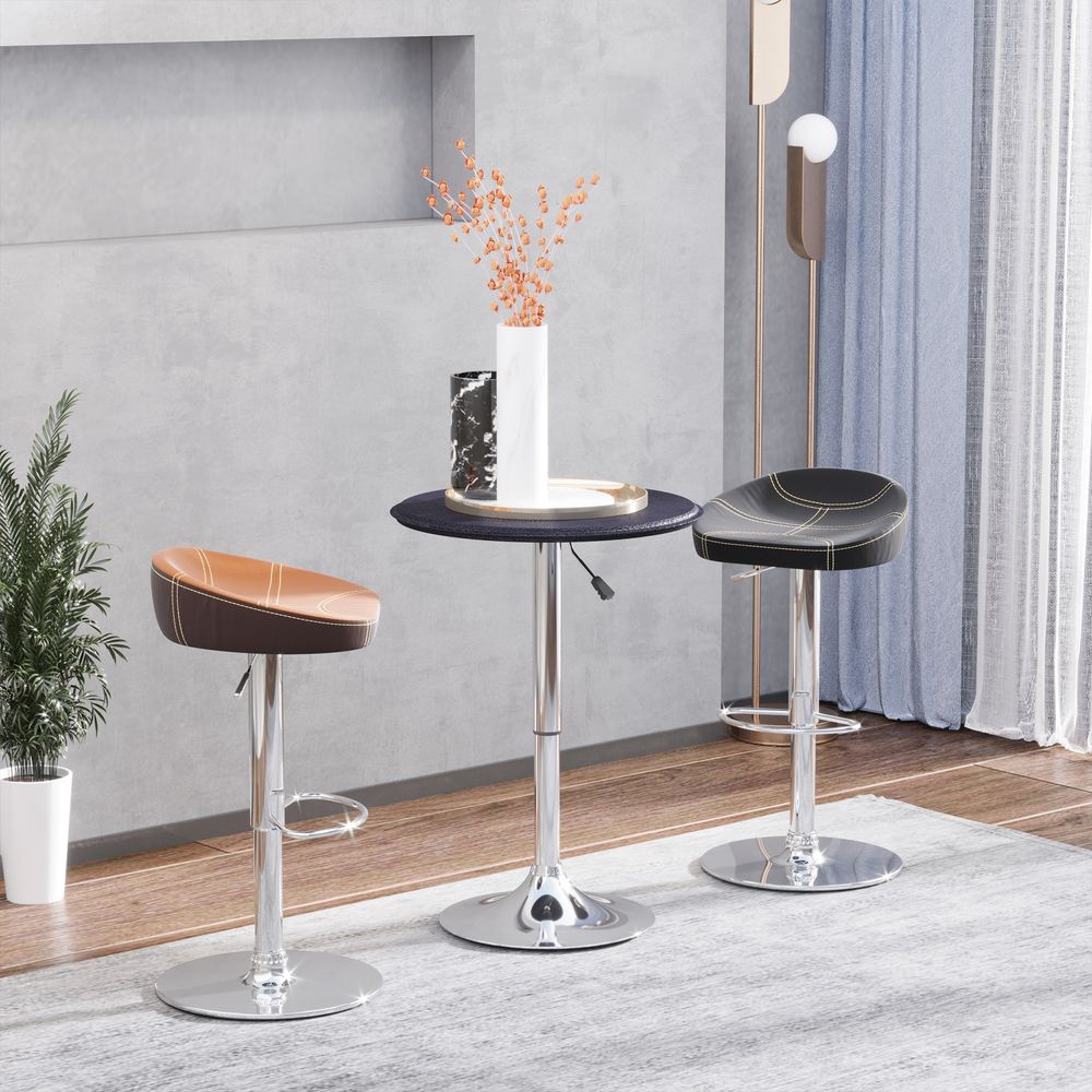 Chrome Steel Height Adjustable Round Bar Table Dinning Table Black - Dining Table from HOMCOM