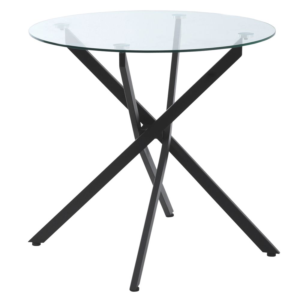 Clear Glass Side Table Round Metal Dining Table Dining Black - Dining Table from HOMCOM