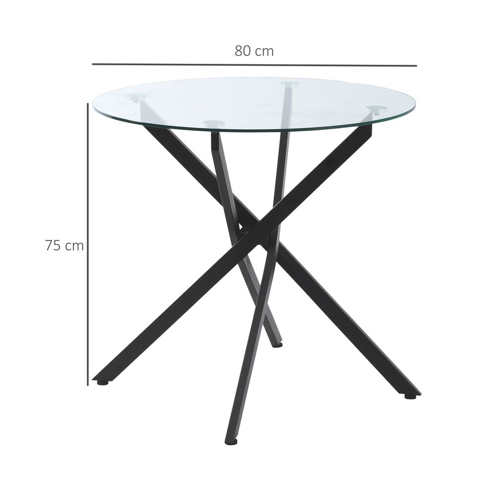 Clear Glass Side Table Round Metal Dining Table Dining Black - Dining Table from HOMCOM