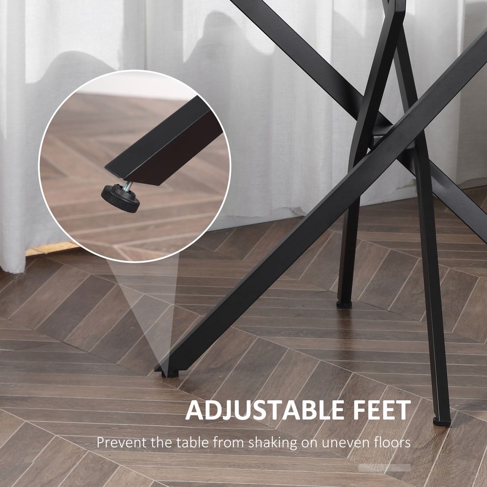 Clear Glass Side Table Round Metal Dining Table Dining Black - Dining Table from HOMCOM