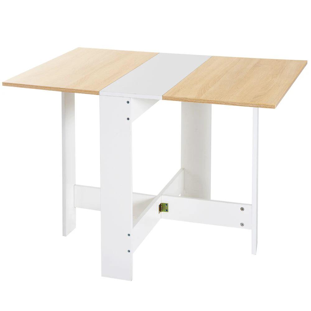 Drop Leaf Table Folding Dining Space Saving-Oak White Colour by HOMCOM