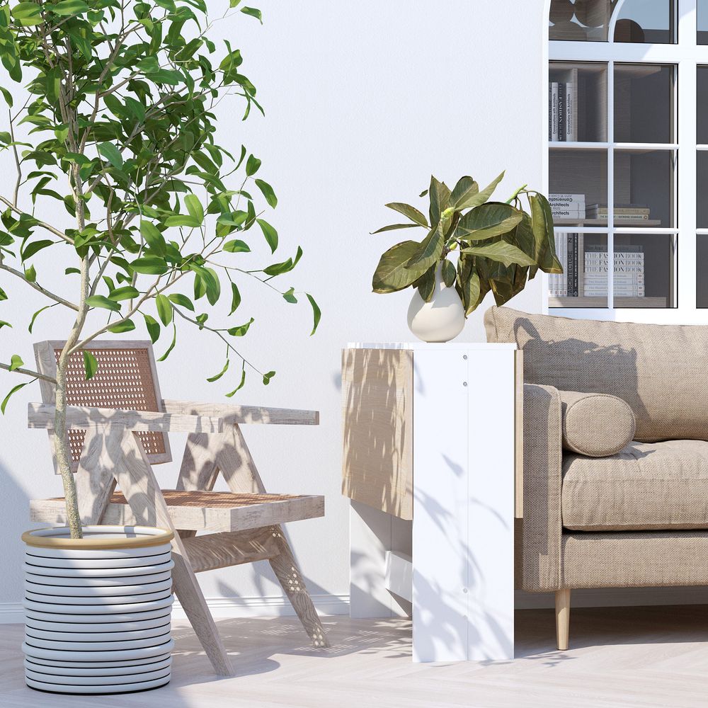 Drop Leaf Table Folding Dining Space Saving-Oak White Colour - Dining Table from HOMCOM