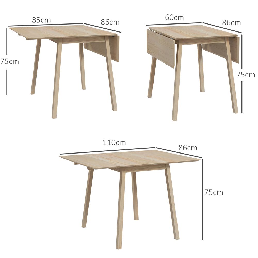 Extendable Kitchen Table for 2-4, Folding Drop Leaf Dining Table for Small Space - Dining Table from HOMCOM