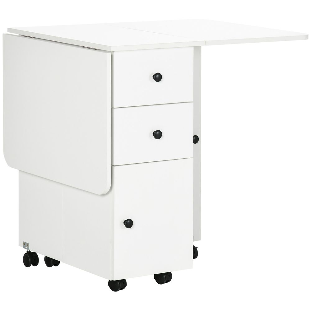 Folding Dining Table, Drop Leaf Table With Storage Drawers White - Dining Table from HOMCOM