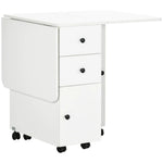 Folding Dining Table, Drop Leaf Table With Storage Drawers White by HOMCOM