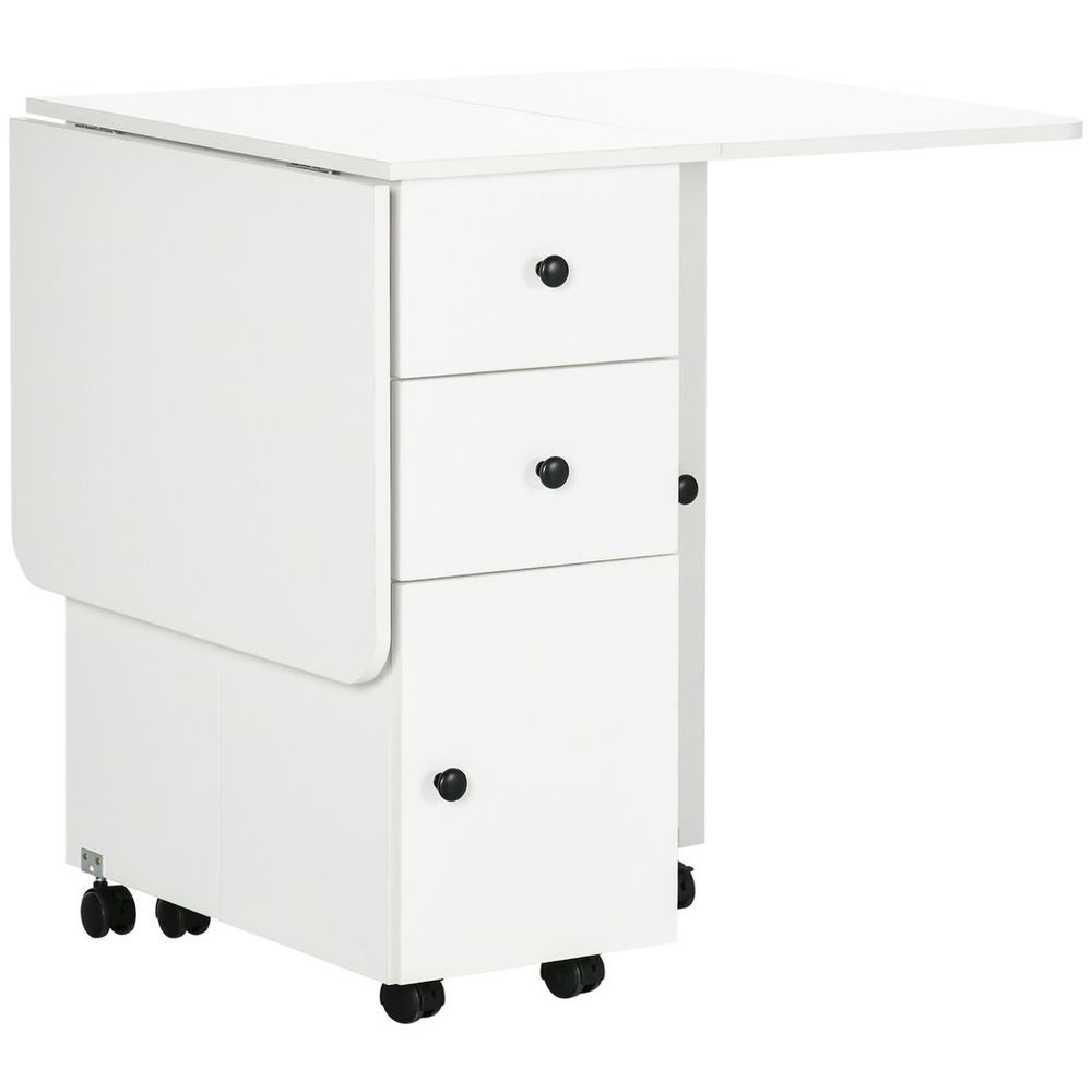 Folding Dining Table, Drop Leaf Table With Storage Drawers White - Dining Table from HOMCOM