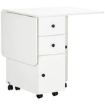 Folding Dining Table, Drop Leaf Table With Storage Drawers White by HOMCOM