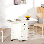 Folding Dining Table, Drop Leaf Table With Storage Drawers White by HOMCOM