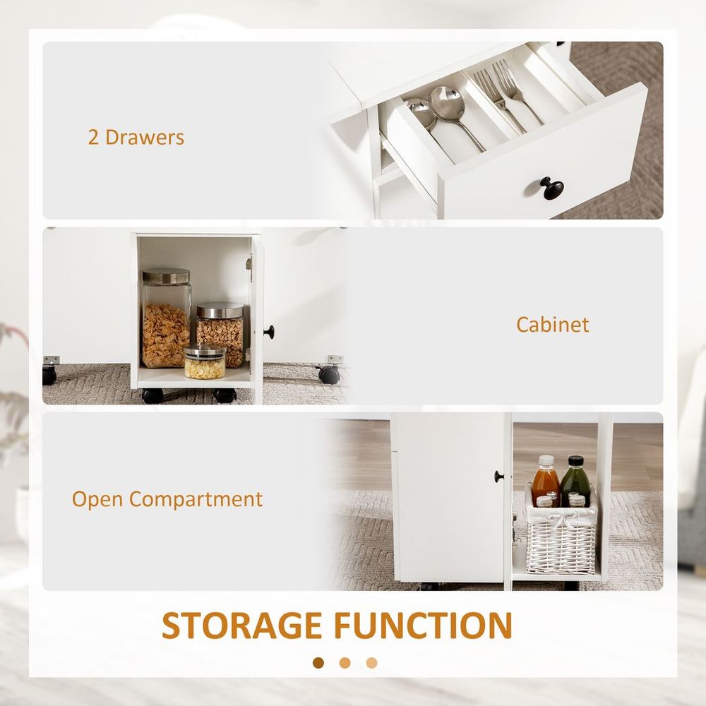 Folding Dining Table, Drop Leaf Table With Storage Drawers White - Dining Table from HOMCOM