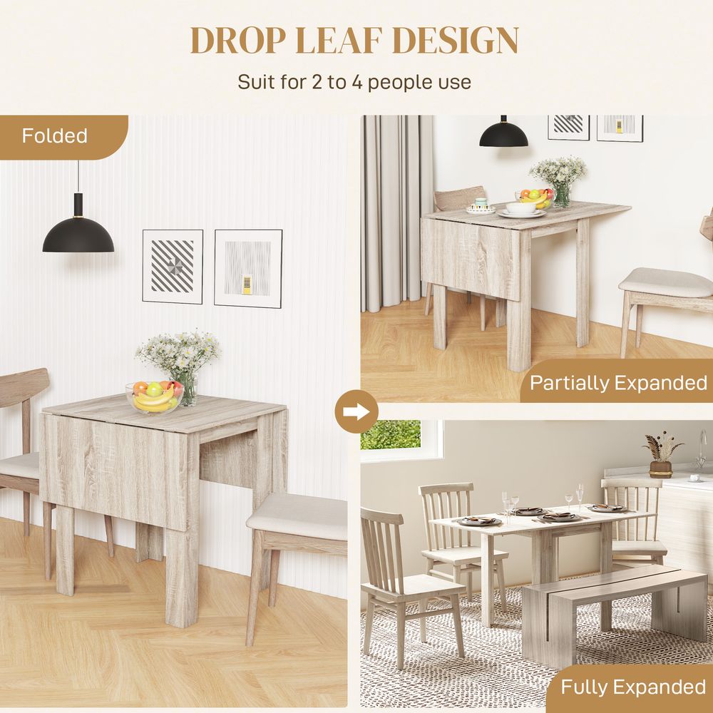 Folding Dining Table Extendable Kitchen Table Drop Leaf Table for 2-4 - Dining Table from HOMCOM