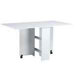 Kitchen Folding Desk Mobile Drop Leaf Dining Table Wheel Storage Shelves White - Dining Table from HOMCOM