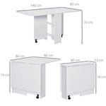 Kitchen Folding Desk Mobile Drop Leaf Dining Table Wheel Storage Shelves White - Dining Table from HOMCOM