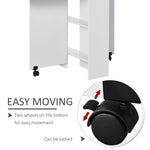 Kitchen Folding Desk Mobile Drop Leaf Dining Table Wheel Storage Shelves White - Dining Table from HOMCOM