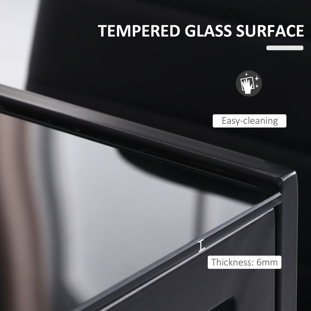 Modern Rectangular 4 Seater Dining Table with Tempered Glass Top - Dining Table from HOMCOM