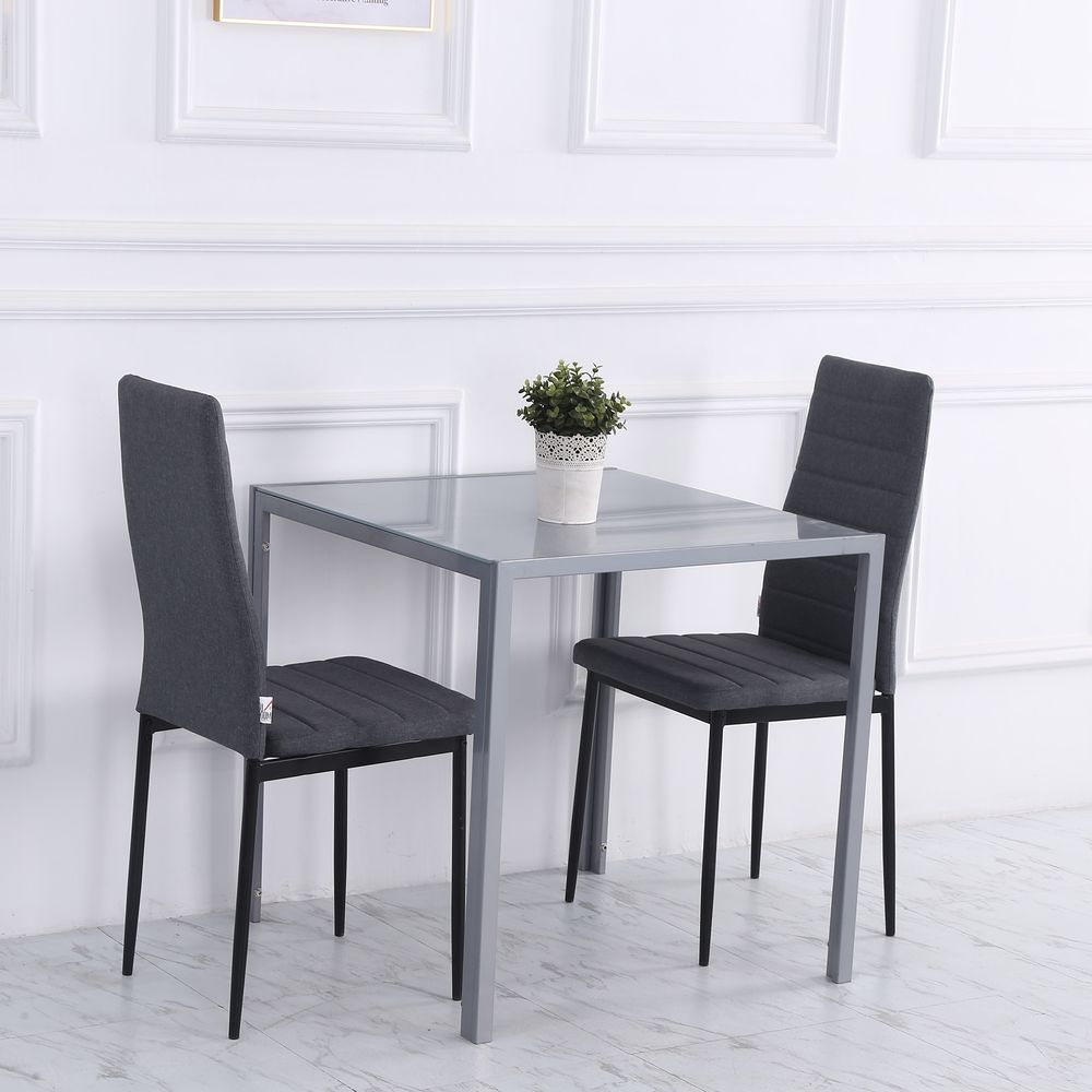 Modern Square Dining Table with Tempered Glass Top & Metal Legs - Dining Table from HOMCOM