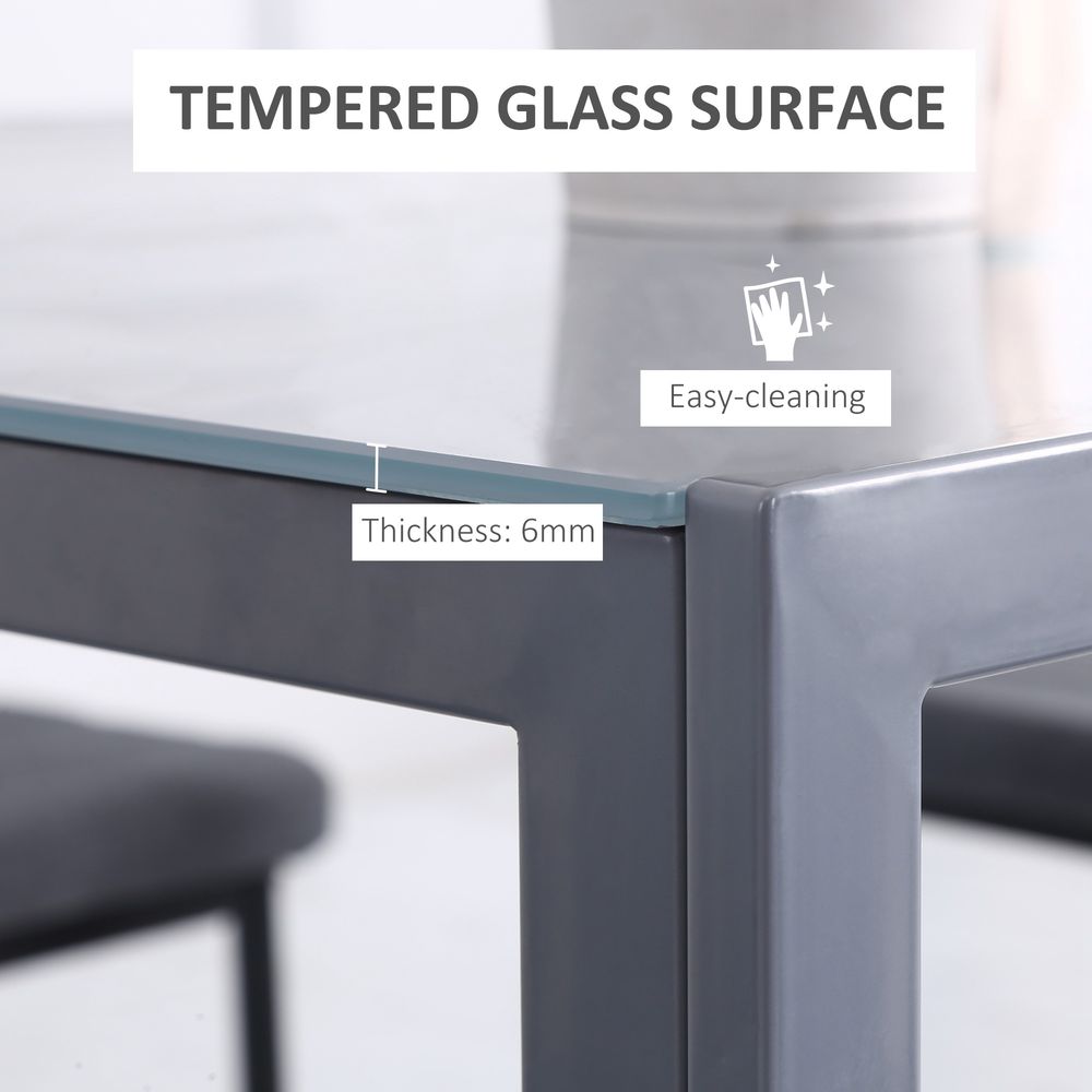 Modern Square Dining Table with Tempered Glass Top & Metal Legs - Dining Table from HOMCOM