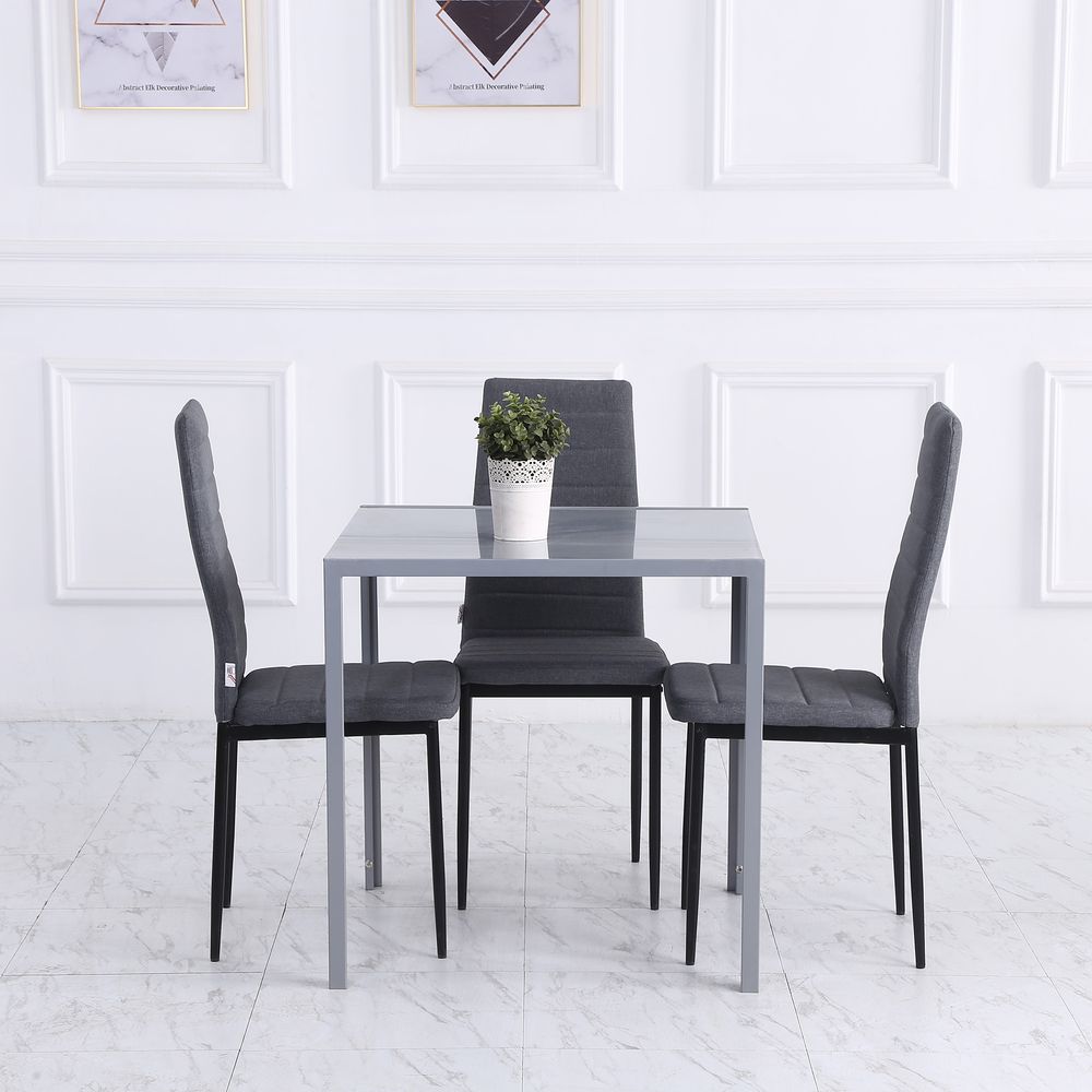Modern Square Dining Table with Tempered Glass Top & Metal Legs - Dining Table from HOMCOM