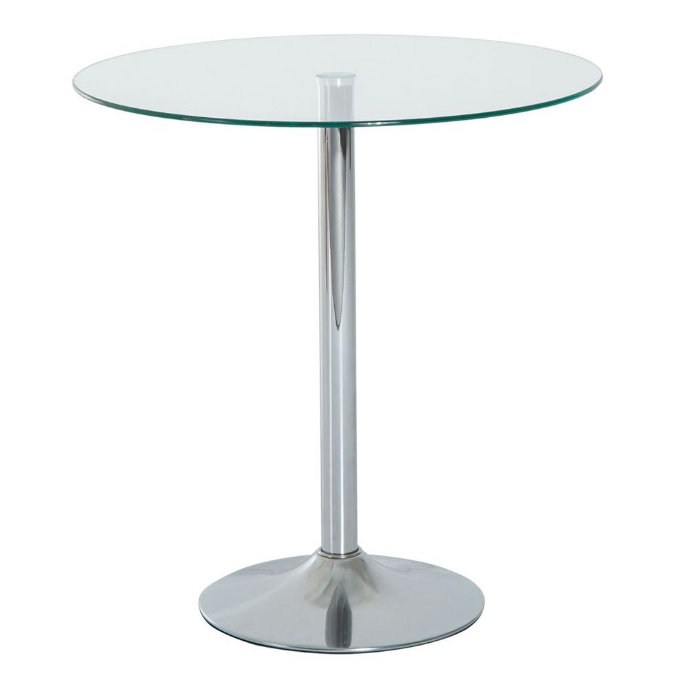Round Dining Table Bistro Pub Counter w/ Tempered Glass Top for Kitchen - Dining Table from HOMCOM