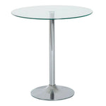 Round Dining Table Bistro Pub Counter w/ Tempered Glass Top for Kitchen by HOMCOM