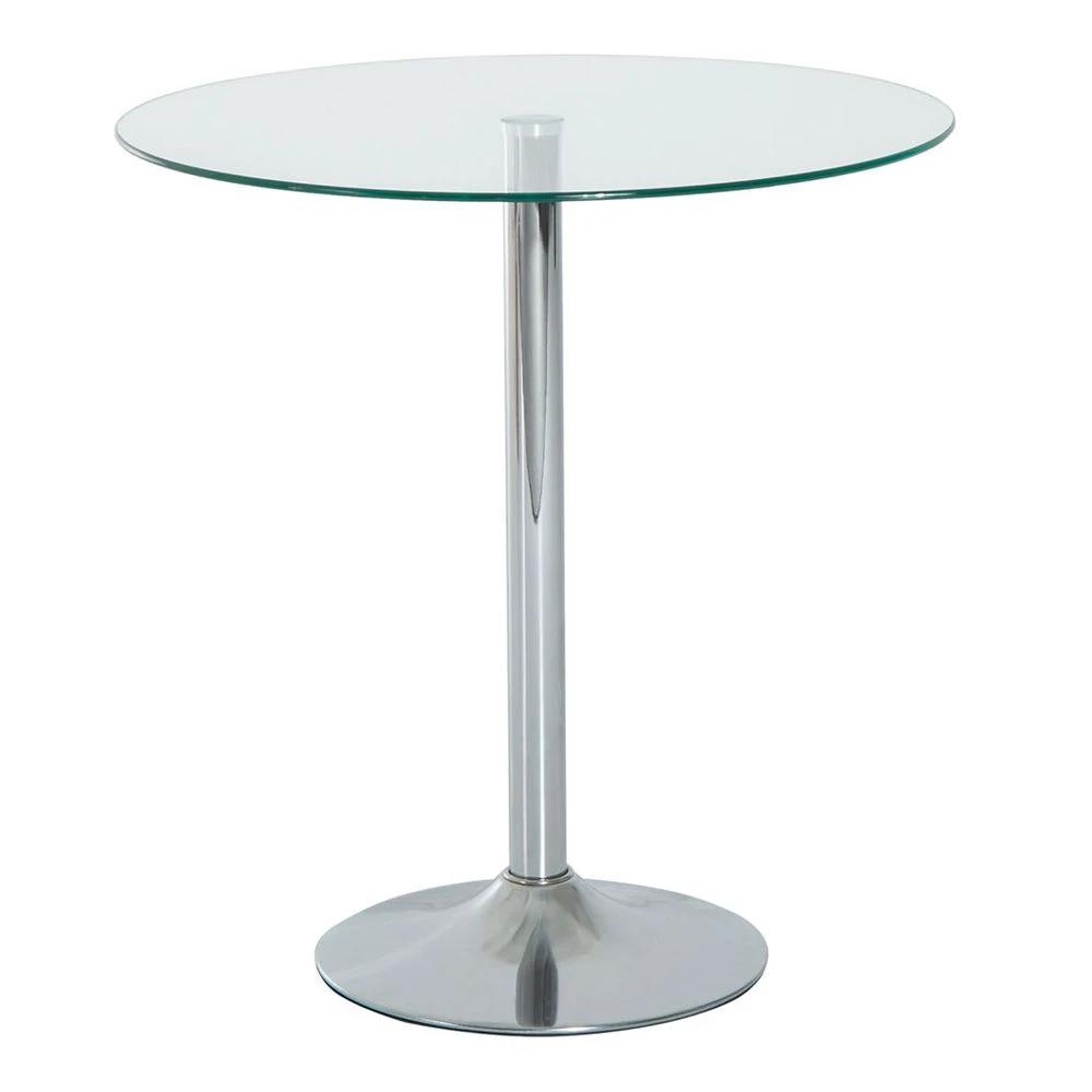 Round Dining Table Bistro Pub Counter w/ Tempered Glass Top for Kitchen by HOMCOM