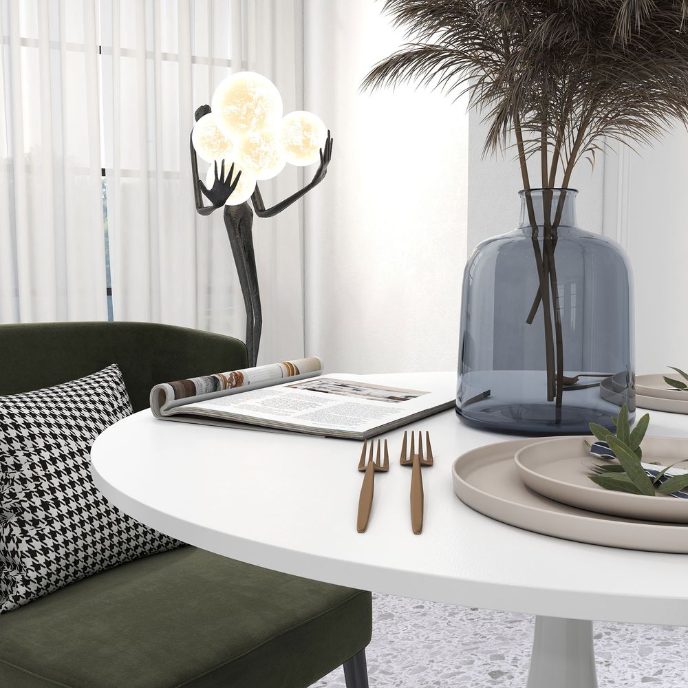 Round Dining Table with Steel Base for Living Room, Dining Room - Dining Table from HOMCOM