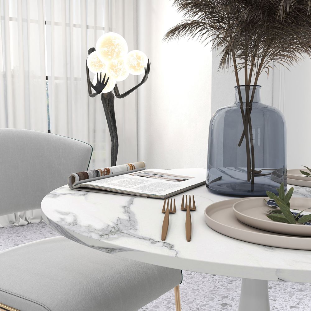 Round Dining Table with Steel Base for Living Room, Dining Room - Dining Table from HOMCOM