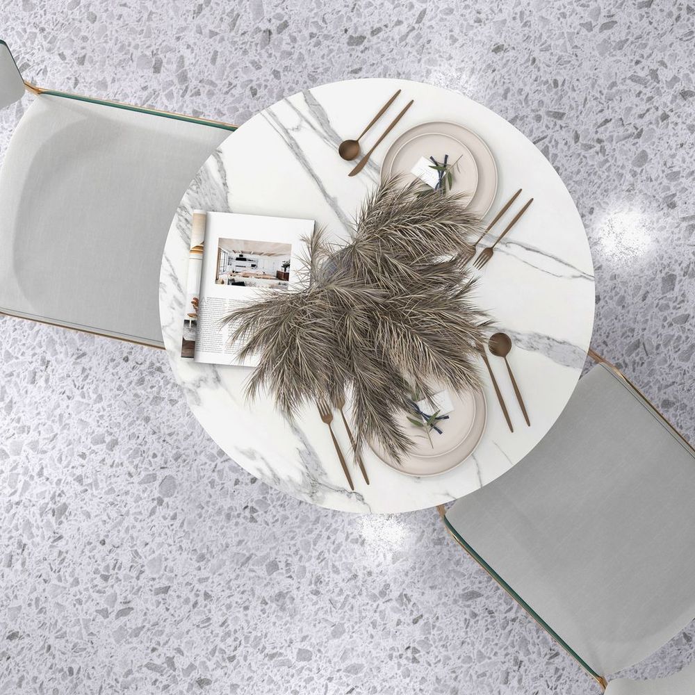 Round Dining Table with Steel Base for Living Room, Dining Room - Dining Table from HOMCOM