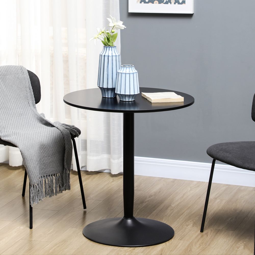 Round Dining Table with Steel Base, Non-slip Pad for Living Room - Dining Table from HOMCOM