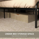 Double Bed Frame Steel Bed Base with Headboard 145 x 199cm Brown by HOMCOM