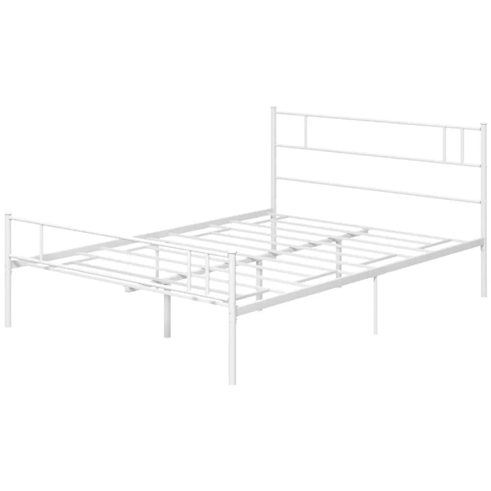 Double Metal Bed Frame w/ Headboard & Footboard, Underbed Storage Space - Double Bed from HOMCOM