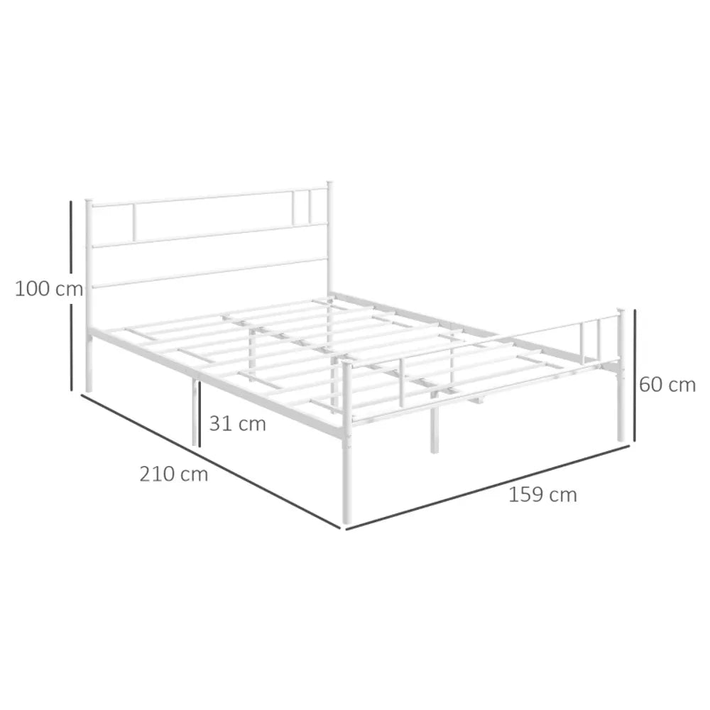Double Metal Bed Frame w/ Headboard & Footboard, Underbed Storage Space - Double Bed from HOMCOM
