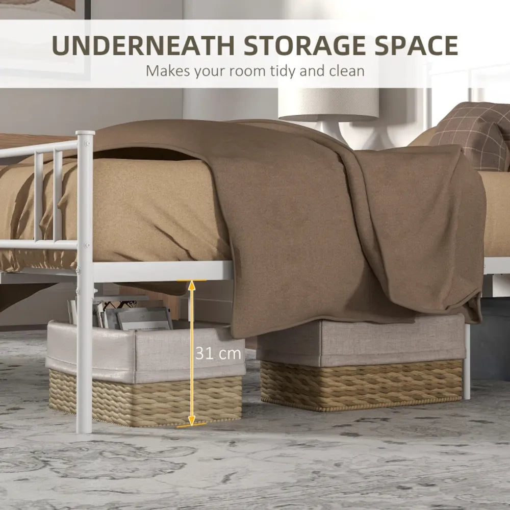 Double Metal Bed Frame w/ Headboard & Footboard, Underbed Storage Space - Double Bed from HOMCOM