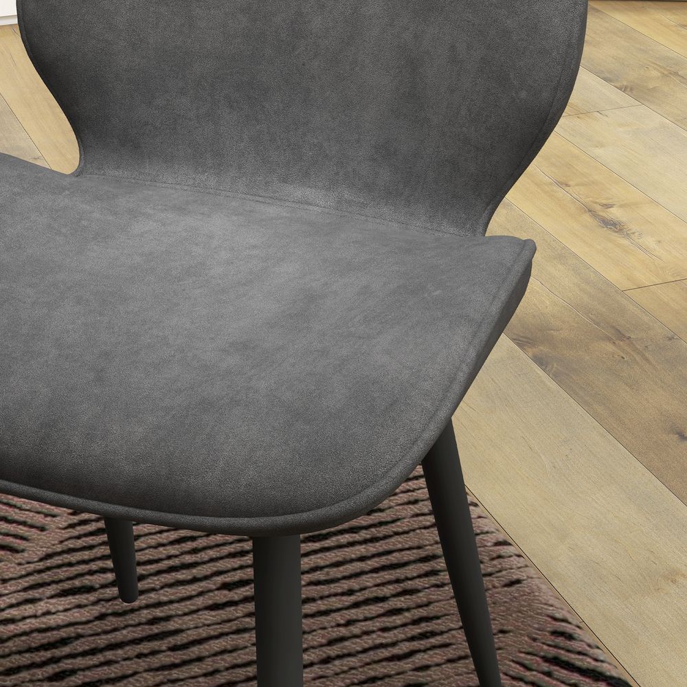 Dining Chairs Set of 2, Upholstered Kitchen Chairs with Metal Legs, Grey - Fabric Dining Chairs from HOMCOM