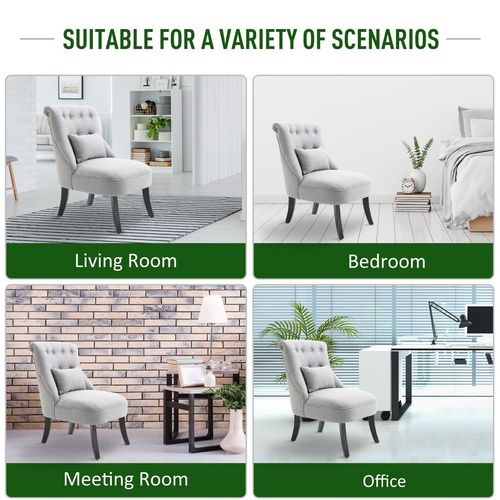 Fabric Single Sofa Dining Chair Upholstered W/ Pillow Solid Wood Leg Living Room - Fabric Dining Chairs from HOMCOM