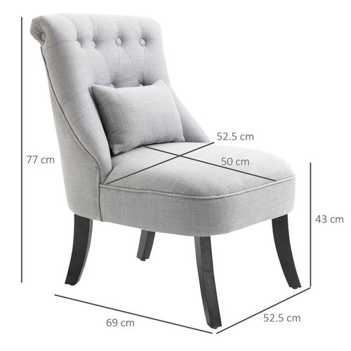 Fabric Single Sofa Dining Chair Upholstered W/ Pillow Solid Wood Leg Living Room - Fabric Dining Chairs from HOMCOM
