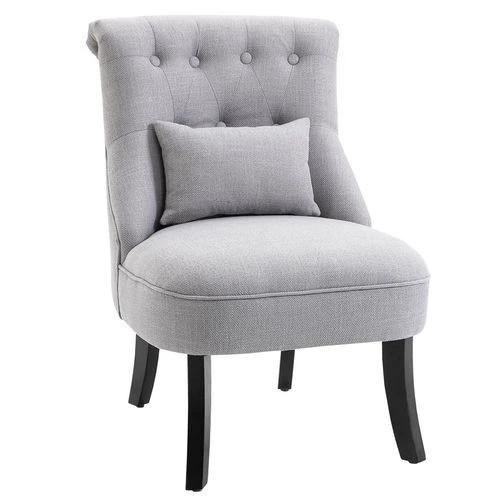 HOMCOM Fabric Single Sofa Dining Chair Upholstered W/ Pillow Solid Wood Leg Living Room - Fabric Dining Chairs