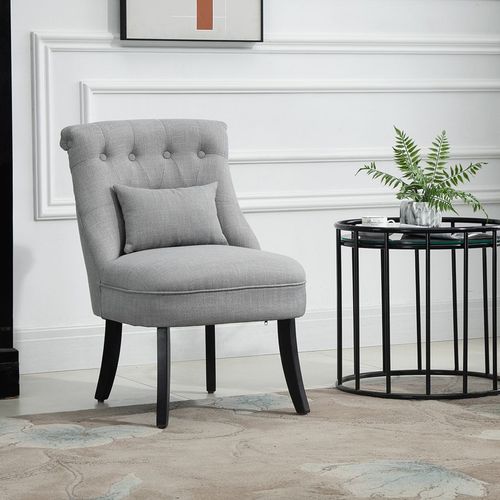 Fabric Single Sofa Dining Chair Upholstered W/ Pillow Solid Wood Leg Living Room - Fabric Dining Chairs from HOMCOM