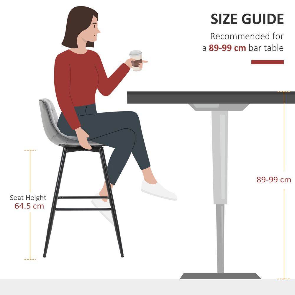 Kitchen Counter Chairs Set of 2 Velvet-Touch Dining Chairs Bar Stools - Fabric Dining Chairs from HOMCOM