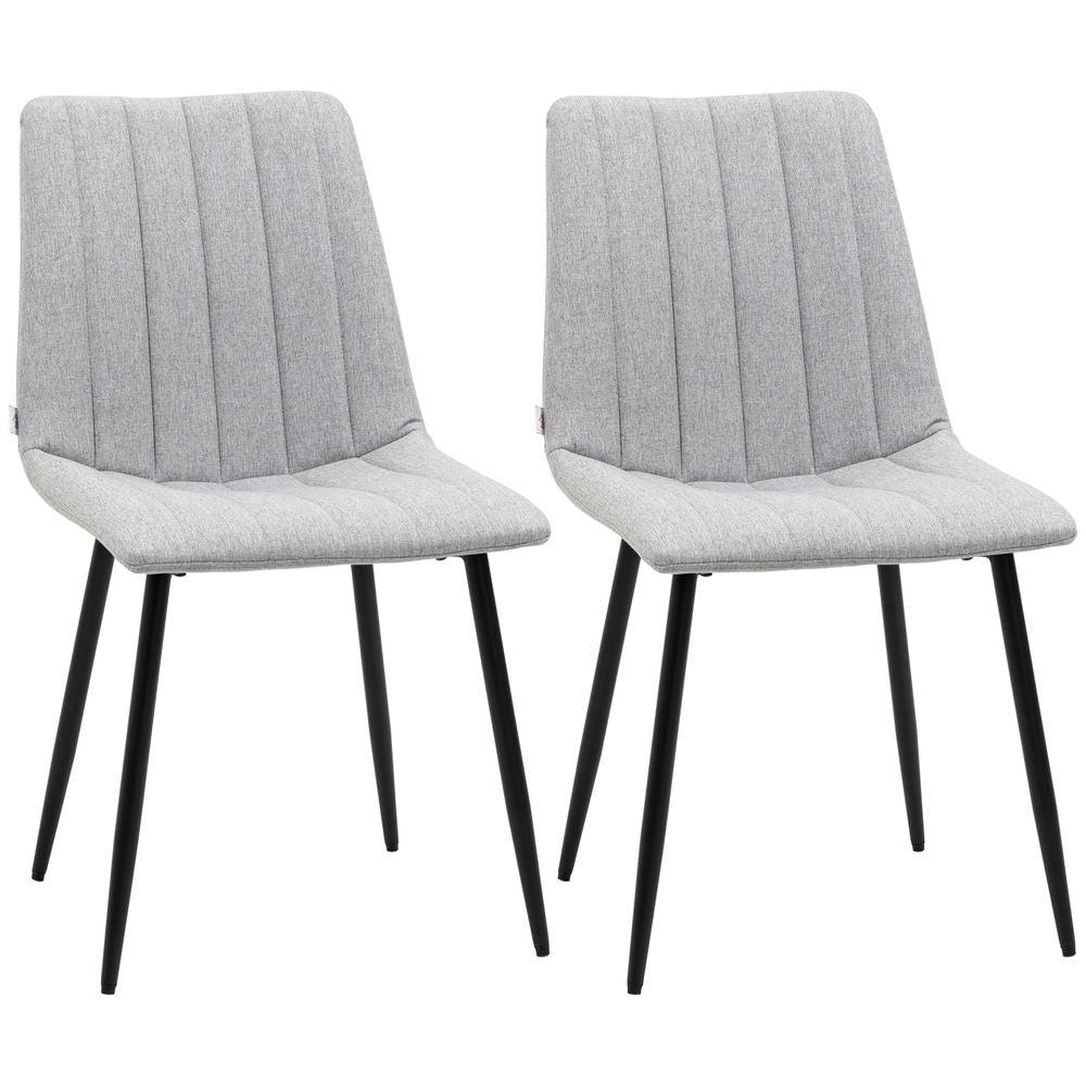 Modern Dining Chairs Set of 2 with Linen-touch Upholstery and Steel Legs - Fabric Dining Chairs from HOMCOM