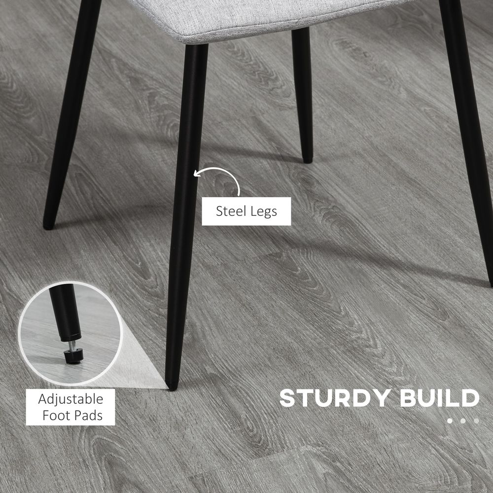 Modern Dining Chairs Set of 2 with Linen-touch Upholstery and Steel Legs - Fabric Dining Chairs from HOMCOM