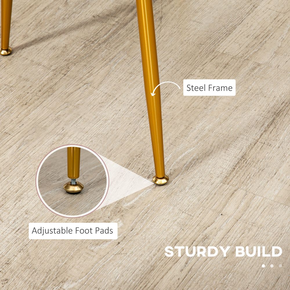 Modern Dining Chairs Set of 2 with Padded Seat and Steel Legs, Pink - Fabric Dining Chairs from HOMCOM