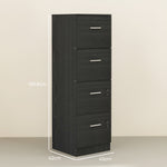 HOMCOM 4 Drawer File Cabinet Locking Filing Cabinet, Black Wood Effect - Filing Cabinet from HOMCOM