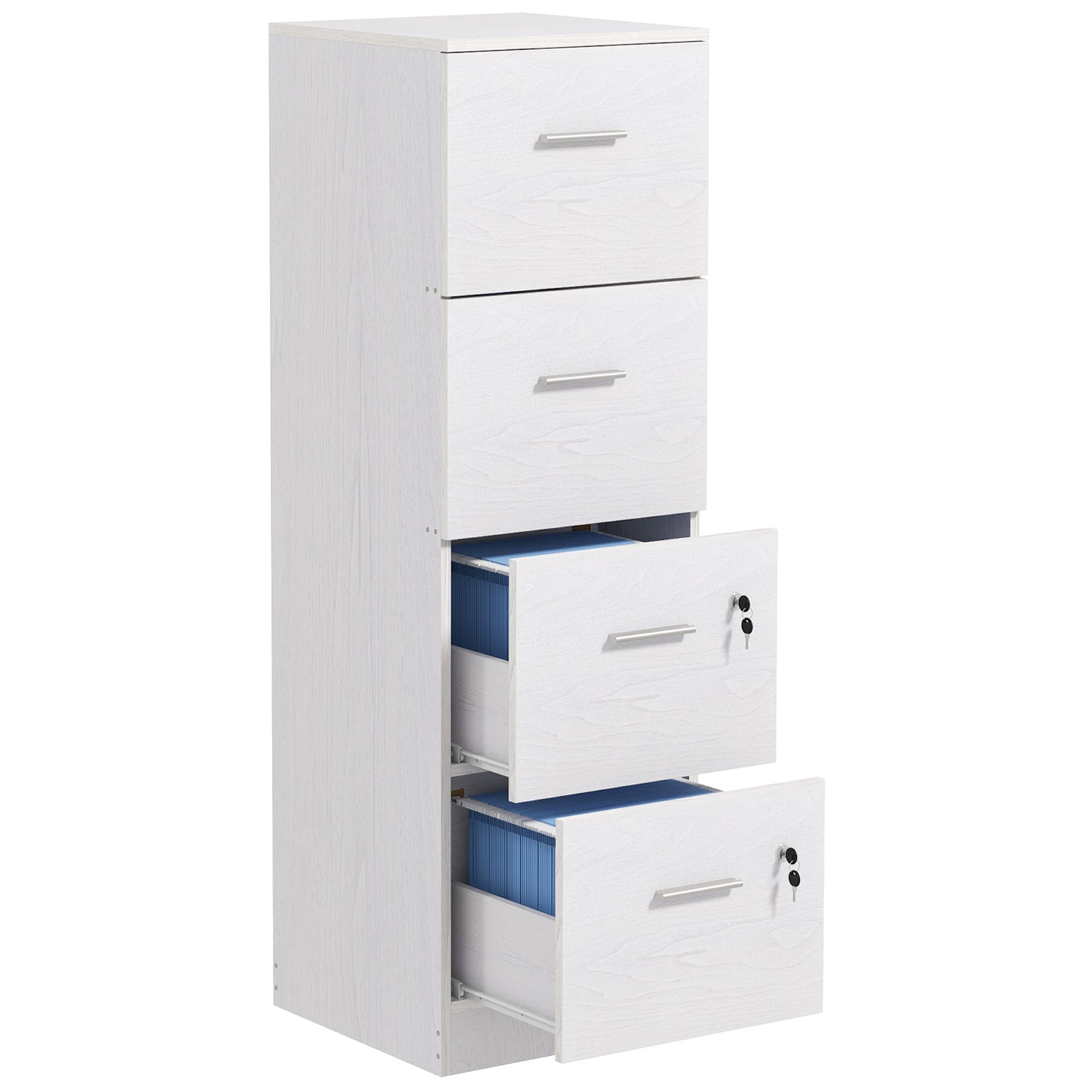 HOMCOM 4 Drawer File Cabinet Locking Filing Cabinet, Black Wood Effect - Filing Cabinet from HOMCOM