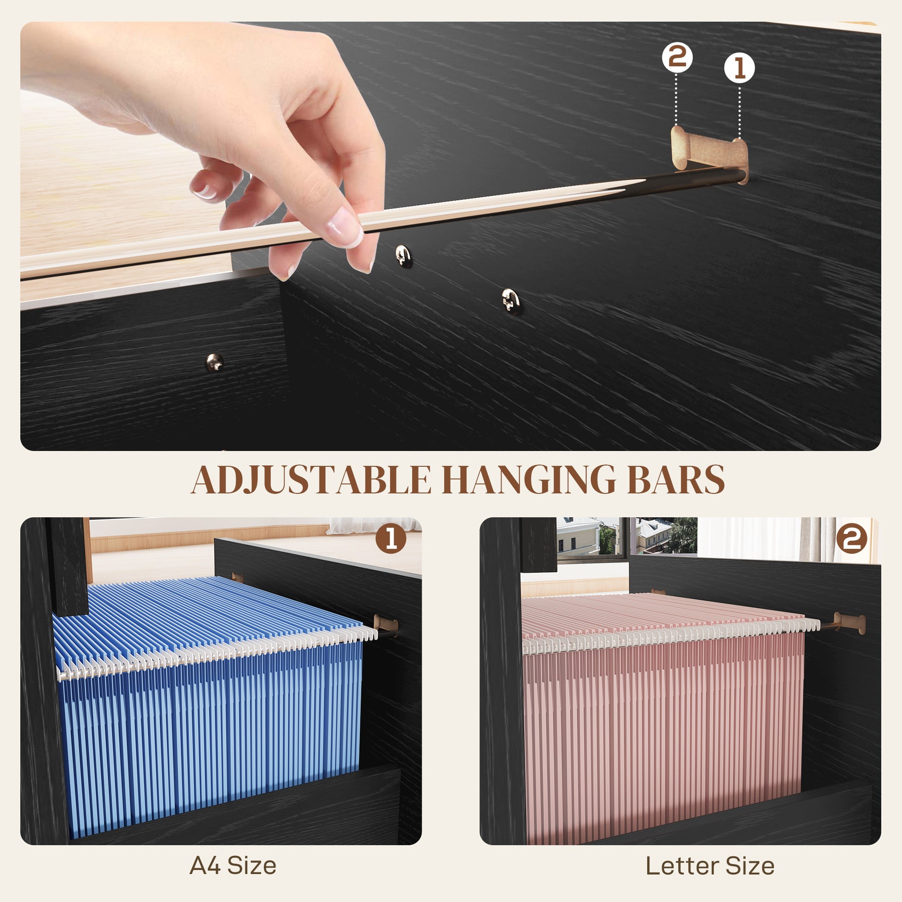 HOMCOM 4 Drawer File Cabinet Locking Filing Cabinet, Black Wood Effect - Filing Cabinet from HOMCOM