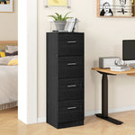 HOMCOM 4 Drawer File Cabinet Locking Filing Cabinet, Black Wood Effect - Filing Cabinet from HOMCOM