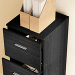 HOMCOM 4 Drawer File Cabinet Locking Filing Cabinet, Black Wood Effect - Filing Cabinet from HOMCOM