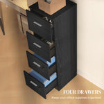 HOMCOM 4 Drawer File Cabinet Locking Filing Cabinet, Black Wood Effect - Filing Cabinet from HOMCOM