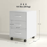HOMCOM File Cabinet with 3 Drawers, Under Desk Mobile Filing Cabinet - Filing Cabinet from HOMCOM